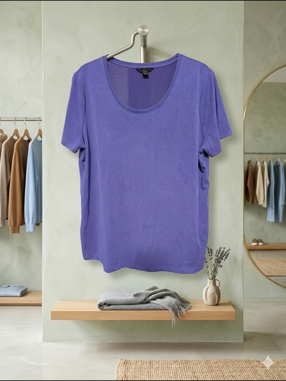 Simply Vera Vera Wang Purple Scoop Neck Short Sleeve Top - Large (EUC) - Picture 3 of 8